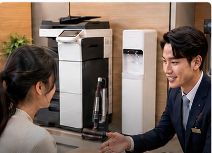 렌탈 상담 중인 직원과 고객