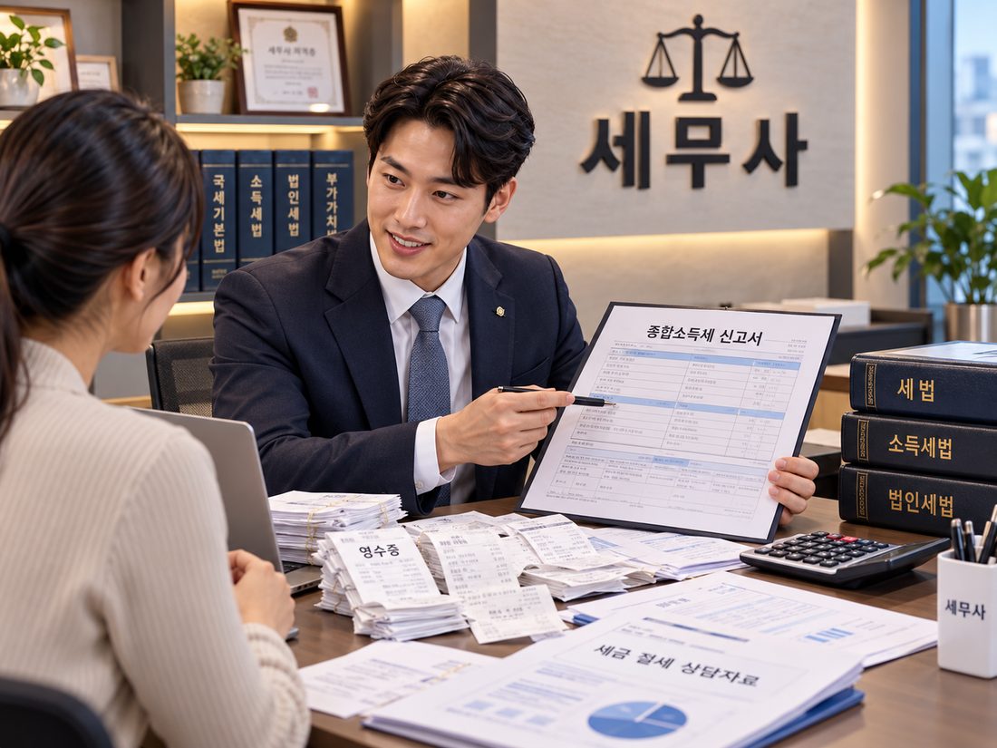 세무 상담 중인 세무사