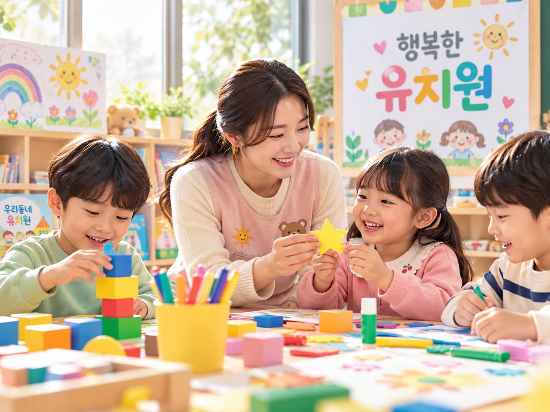 유치원 교사와 아이들